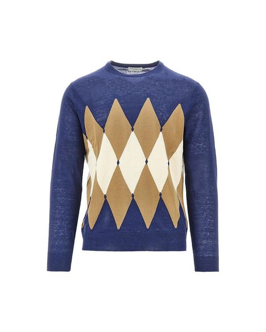 Pullover A Rombi di Ballantyne in Blue da Uomo