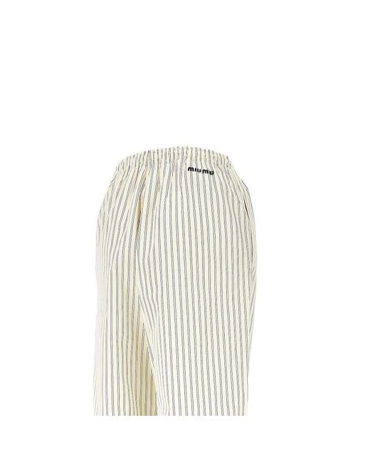 Miu Miu White Striped Poplin Pyjama Pants