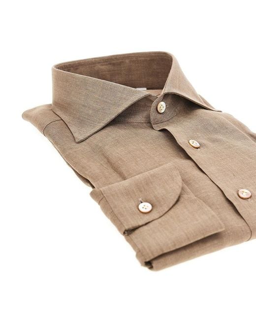 Borriello Brown Linen Tailored Shirt for men