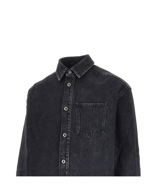 Loewe Blue Denim Overshirt With Anagram Embroidery for men