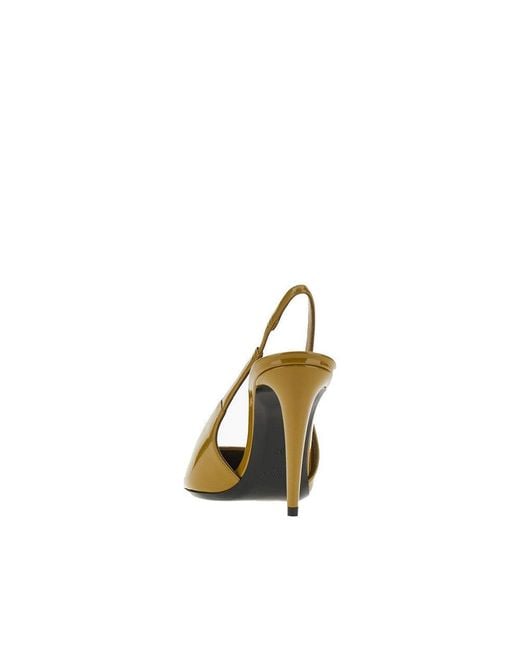 Saint Laurent Metallic 'Guermantes' Patent Leather Slingback Pumps