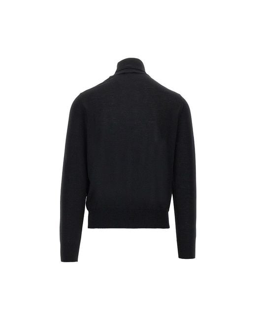 Emporio Armani Black Virgin Wool Turtleneck With Eagle Embroidery for men