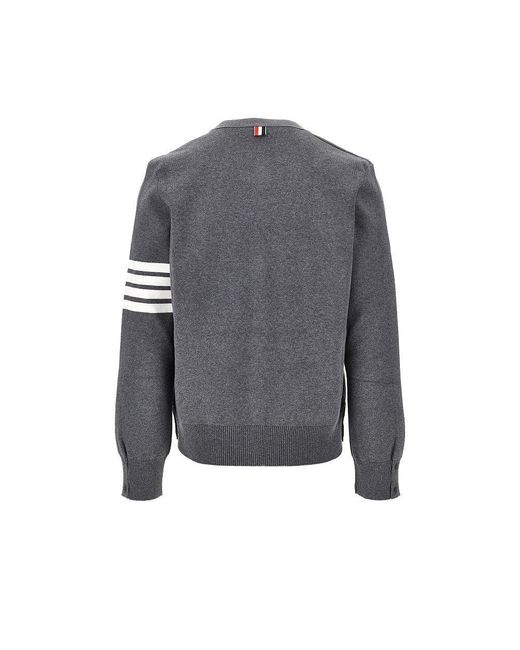 Thom Browne Gray Cotton Cardigan With 4 Bar Detail for men