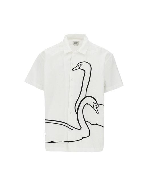 Obey White 'Cliff' Embroidered Shirt for men