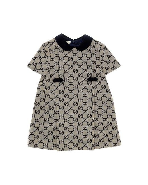 Gucci Gray Gg Jacquard Mini Dress Kids