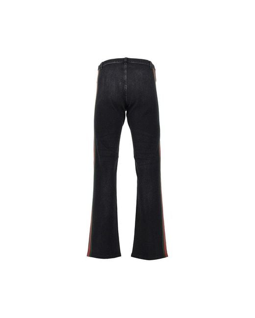Gucci Black Denim Jeans With Web Ribbon for men