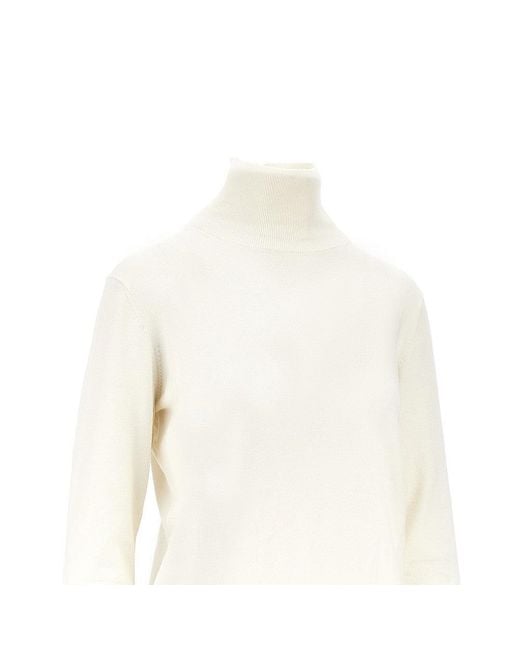 Weekend by Maxmara White Silk And Wool-Blend Knitted Turtleneck