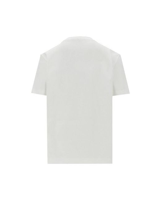 Fendi White Cotton T-Shirt With Ff Patch
