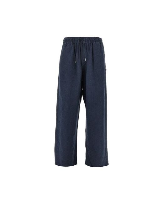 Arte' Blue Linen Pants With Drawstring for men