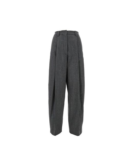THE LATEST Women's Gray Wool-Blend Tapered Pants With Dart