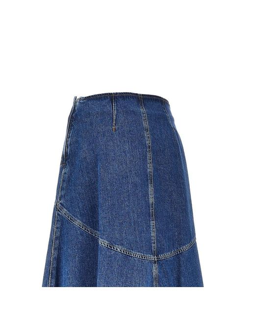 Weekend by Maxmara Blue Cotton Denim Long Skirt