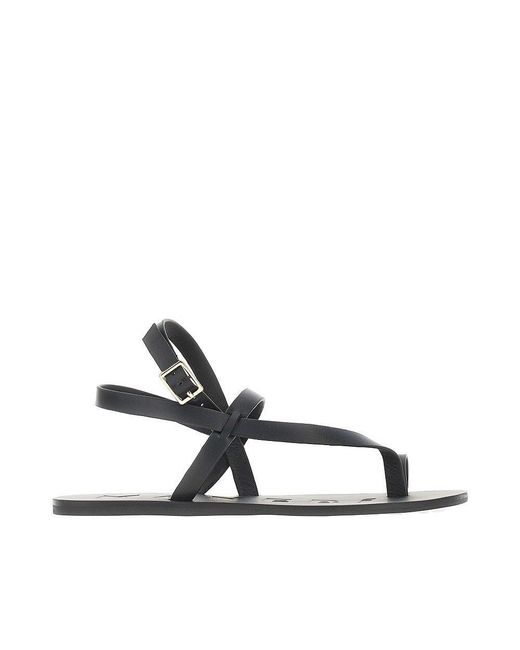 Manebí Black Leather Thong Sandals