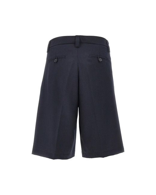 C.9.3 Blue Wool-Blend Canvas Bermuda Shorts for men