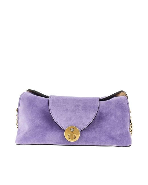 Versace Purple Suede Leather 'Vivian' Clutch