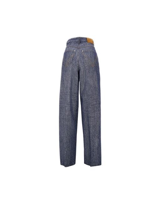 Bottega Veneta Blue Denim-Effect Wool-Blend Pants