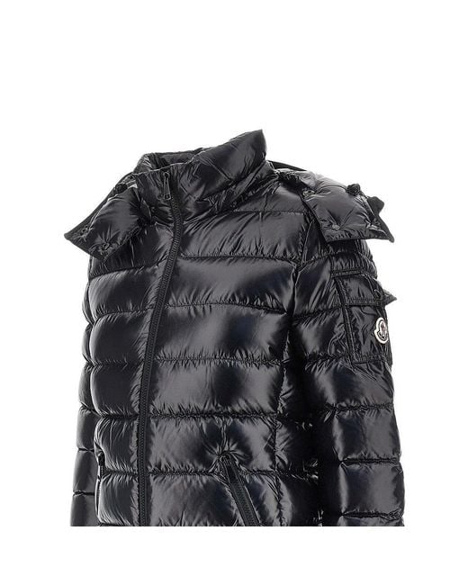 Moncler Black Padded Nylon Downjacket With Logo Patch