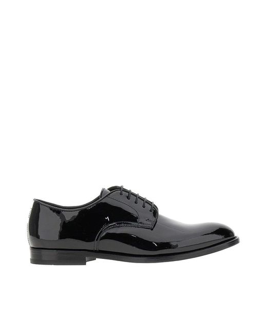 Doucal's Black Patent Leather Lace-Ups for men