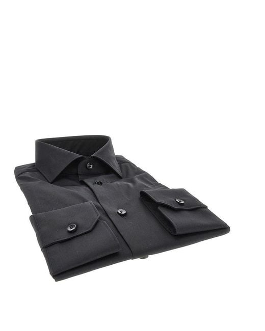 Xacus Black Stretch Poplin Slim Fit Shirt for men