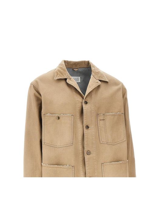 Maison Margiela Natural Cotton Jacket With Corduroy Collar for men