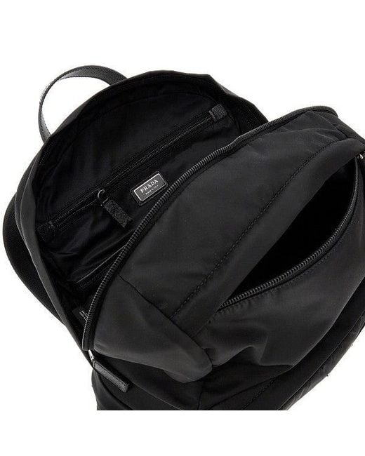Prada Black Re-Nylon And Saffiano Leather Backpack for men