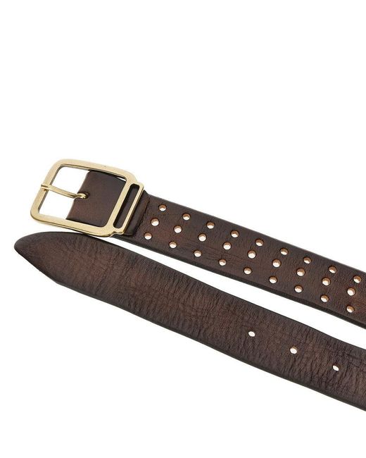 GIANNIFRANCO BELTS Brown Openworked Leather Belt for men