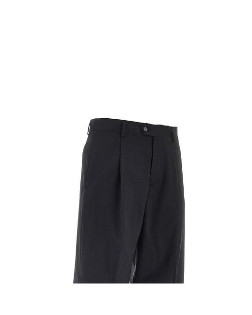 BRERAS Milano Black 'Orazio' Wool Pants With Dart for men
