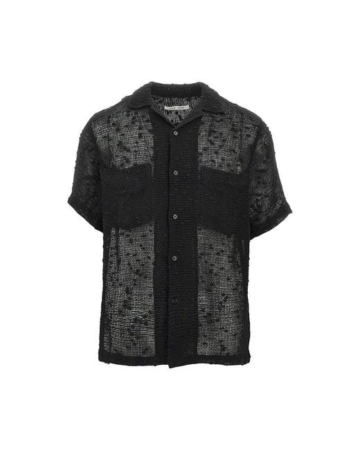 Cmmn Swdn Black 'Dexter' Cotton And Linen-Blend Shirt for men