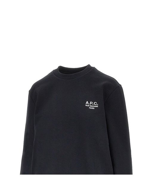 A.P.C. Black A. P.C. Crewneck Sweatshirt With Logo Embroidery