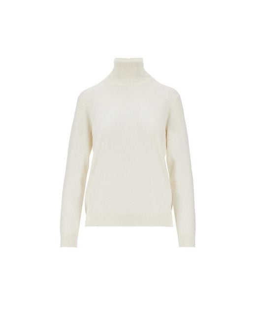 Weekend by Maxmara White Silk And Wool-Blend Knitted Turtleneck