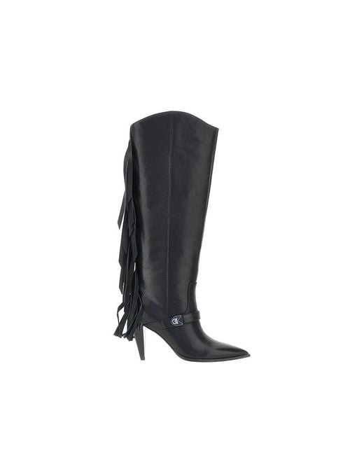 Pinko Black Leather 'Vane' Boots