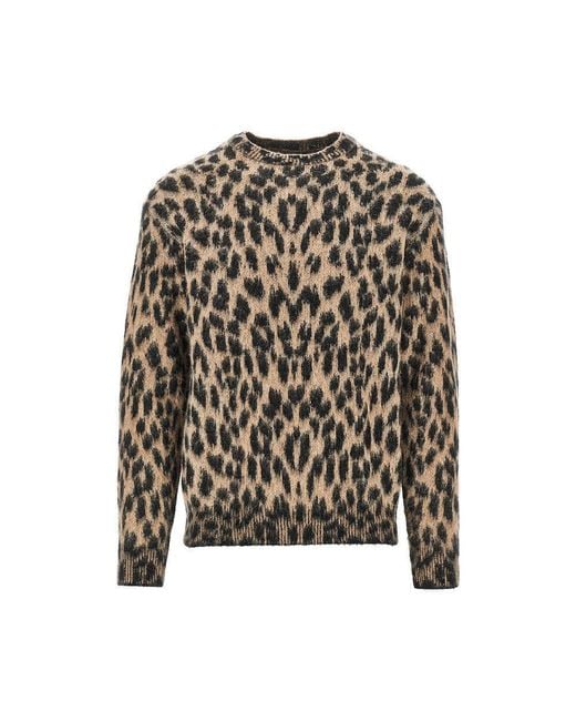 Laneus Black Knitted Sweater With Spotted Motif for men