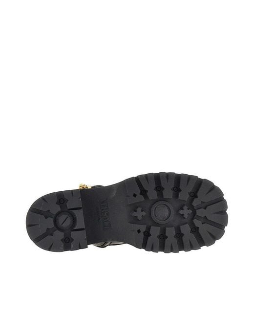 Versace Black Leather Boots With Medusa Detail