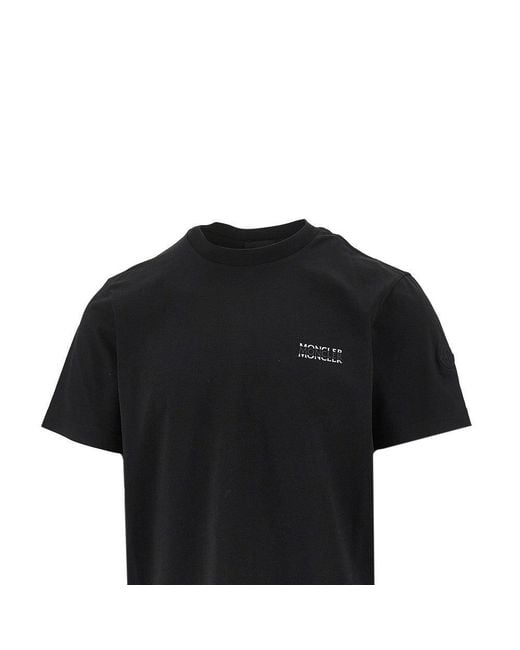 Moncler Black Chest Logo Print Jersey T-Shirt for men