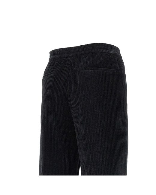 Emporio Armani Black Ribbed Chenille Pants for men