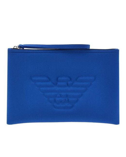 Emporio Armani Blue Neoprene Beachwear Pouch