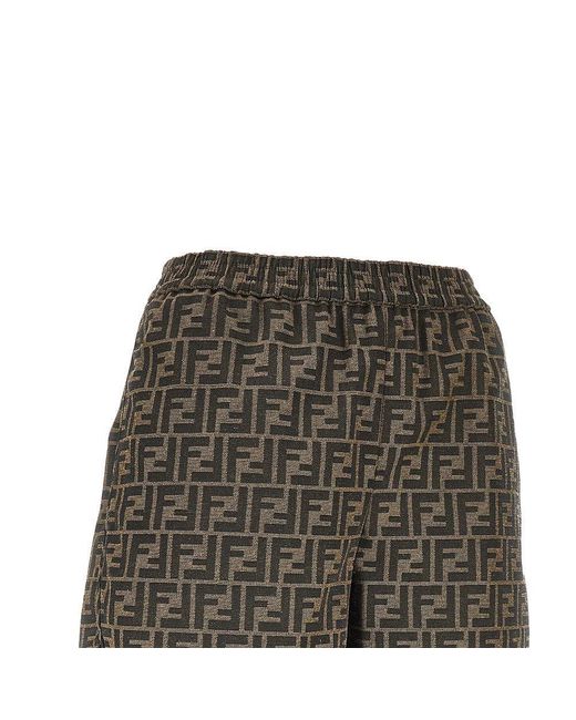 Fendi Green Jacquard Ff Canvas Shorts