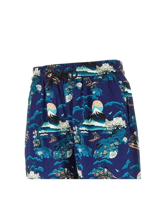 Mauna Kea Blue Printed Viscose Shorts for men