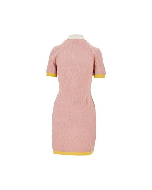 Fendi Pink Jacquard Ff Knit Mini Dress