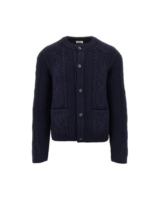 Saint Laurent Blue Wool Knitted Cardigan for men