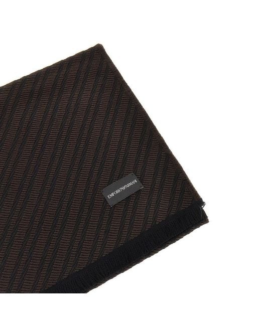 Emporio Armani Black Jacquard Viscose Blend Scarf for men
