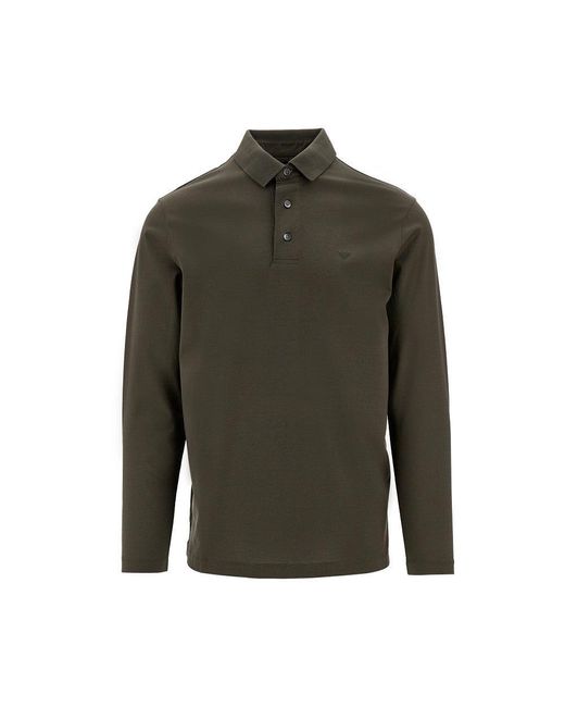 Emporio Armani Green Jersey Polo Shirt With Logo for men