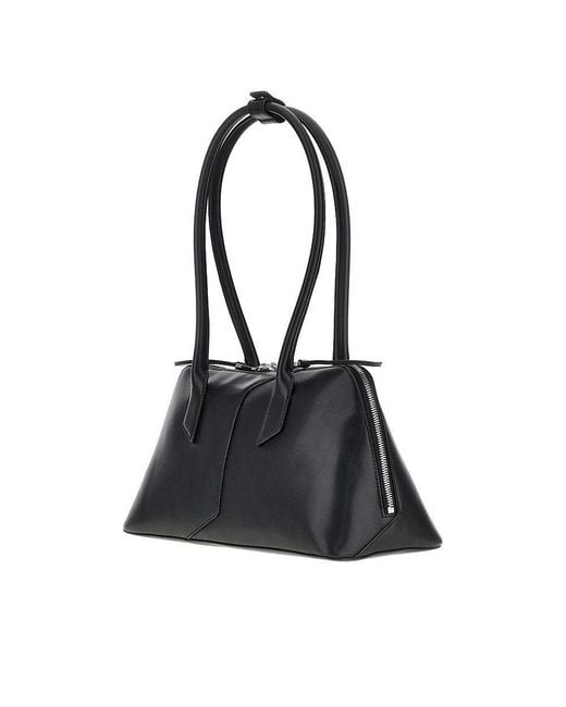 Emporio Armani Black Leather Shoulder Bag With Lettering Logo