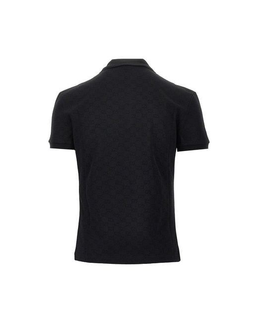 Gucci Black Jacquard Jersey Polo Shirt for men