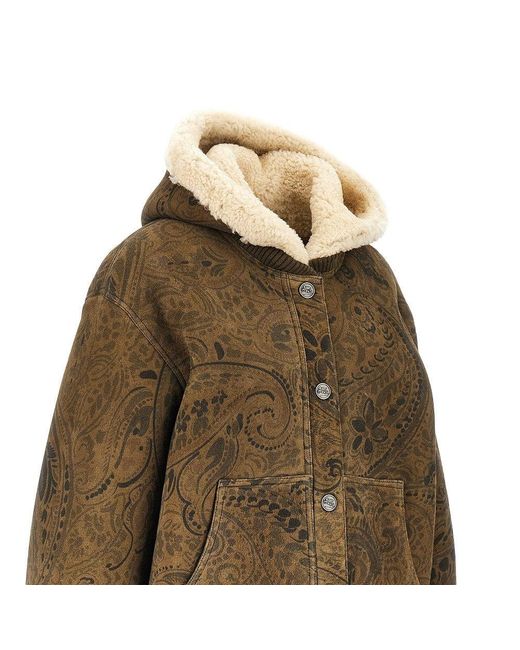 Etro Green Leather Jacket With Paisley Motif