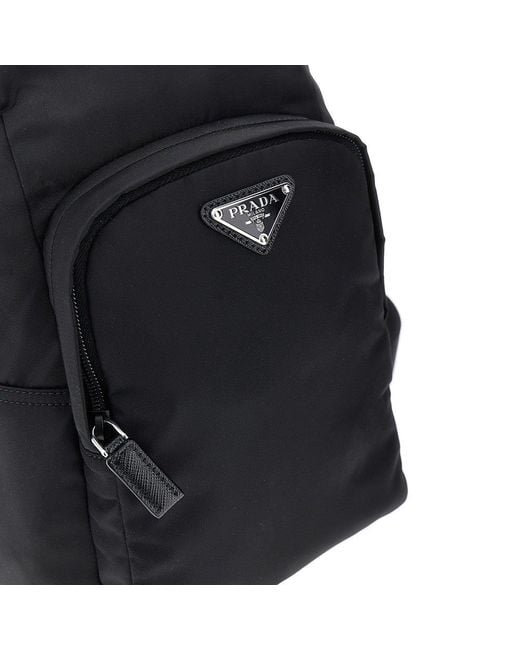 Prada Black Re-Nylon And Leather One-Shoulder Backpack for men