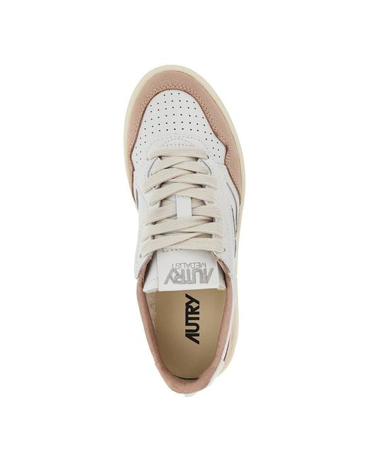 Autry White Suede And Leather Medalist Low Sneakers