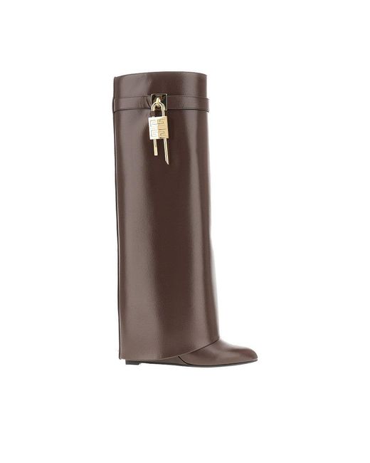 Givenchy Brown 'Shark Lock' Leather Boots