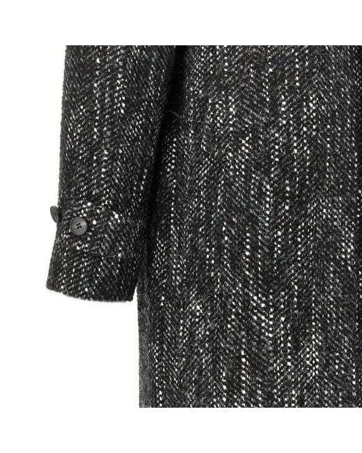 BRERAS Milano Black Wool-Blend Tweed Coat for men