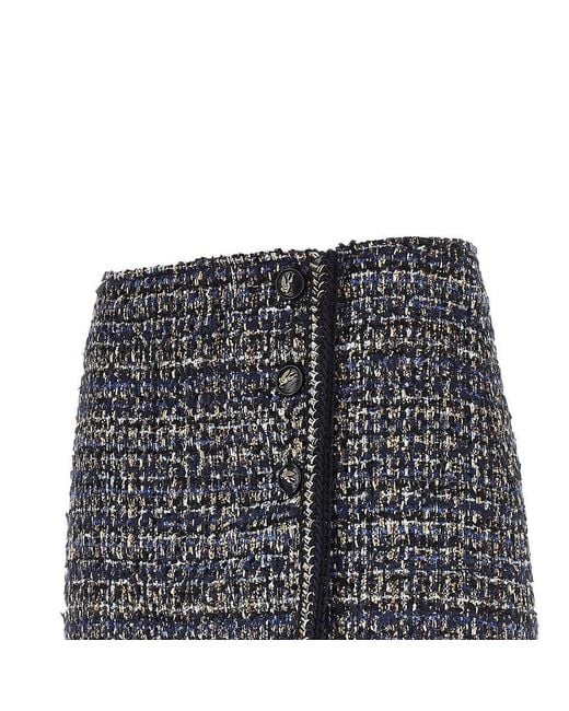 Etro Black Wool-Blend Tweed Mini Skirt