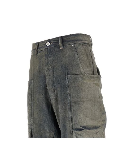 Rick Owens Gray 'Stefan' Denim Cargo Pants for men